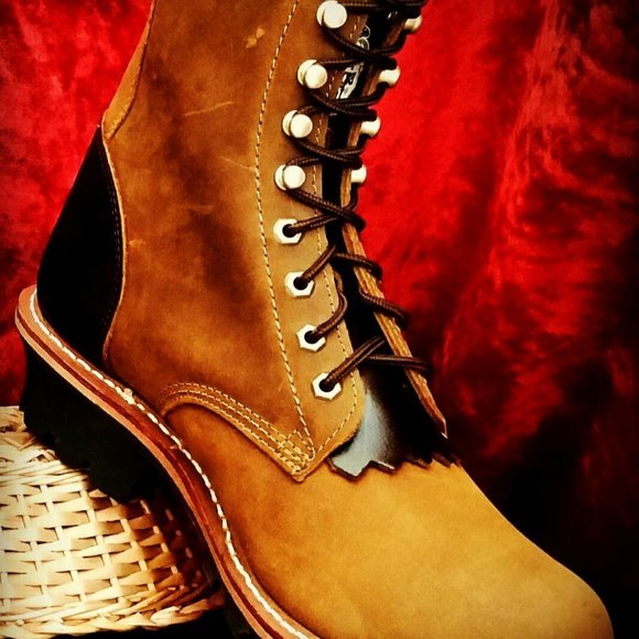 Hand Dyed Brick Red Georgia Logger Boots main image 3